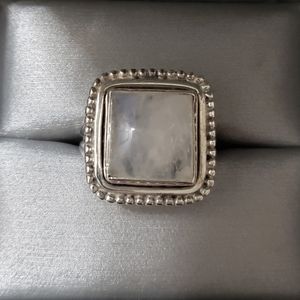 Square Rainbow Moonstone Ring